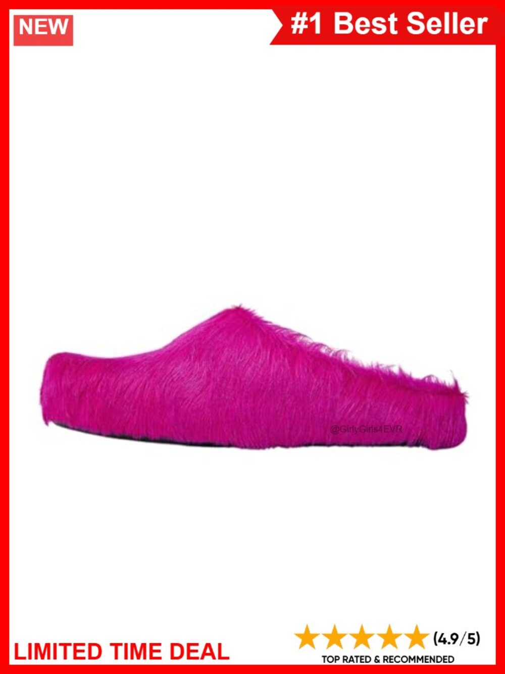 Real Fur Mules Slip On Round Toe Platform Fuzzy Clogs Flat Shoes
